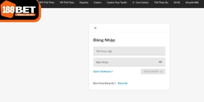 Quá trình đăng nhập 188BET rất dễ dàng và nhanh chóng